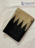 Kadamparii Silk beige and black semi tussar silk saree with abstract design and subtle motif detailing, displayed on a white background.