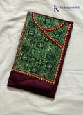 Regal Wine & Emerald Green Bandhani Print Salwar Set with Mirror Work