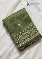 Sage Olive Green Heavy Chikankari Salwar Set with Batik Printed Dupatta