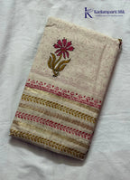 Off-White Floral Hand-Block Print Salwar Set with Woven Zari Dupatta