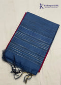 Royal Horizon Deep Plum & Midnight Blue Zari Striped Silk Saree