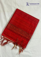 Crimson Heritage Deep Maroon & Crimson Red Floral Block Print Tussar  Silk Saree