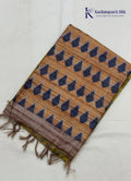 Botanical Heritage Olive Green & Rust Kalamkari Printed Silk Saree