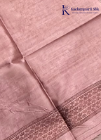Kadamparii Silk dusty pink semi raw silk saree with butta design and floral border, displayed on a white background.