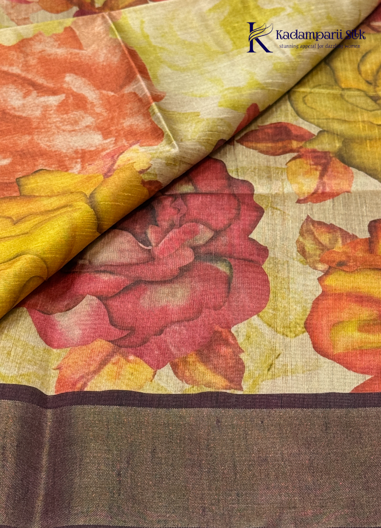 This Floral Printed Saree features a vibrant floral printed body paired with a plain striped pallu, creating a perfect balance of charm and sophistication. Lightweight, stylish, and comfortable—it's an ideal choice for every occasion.