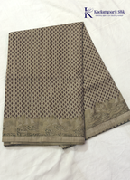 Kadamparii Silk beige tussar silk saree with woven body pattern and detailed cutwork border, displayed on a white background.
