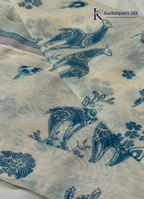 Off White Designer Salwar Material with Embroidered Deer Panel & Stone Work