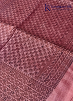 Kadamparii Silk dusty pink semi raw silk saree with butta design and floral border, displayed on a white background.