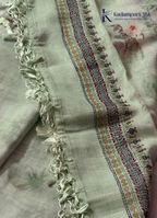 Mint Green Floral Printed Salwar Material with Elegant Striped Weave