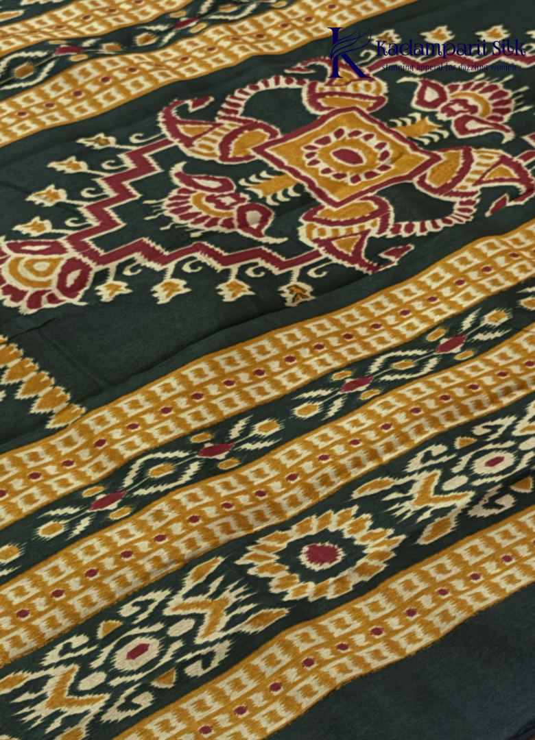 Kadamparii Silk mustard soft semi tussar silk saree with woven pattern and dark contrast border, displayed on a white background.