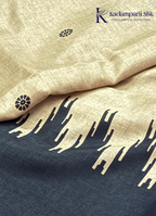 Kadamparii Silk beige and black semi tussar silk saree with abstract design and subtle motif detailing, displayed on a white background.