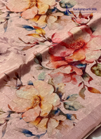 Soft Tussar Silk Saree with Watercolor Floral Digital Print