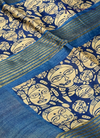 Soft Tussar Silk Saree with Plain Body & Artistic Tribal Print Border and Pallu