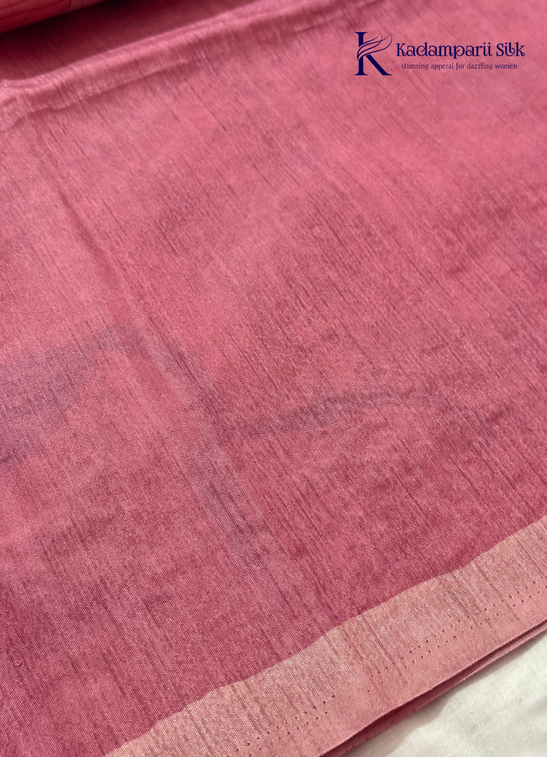 Soft Tussar Silk Saree with Botanical Floral Print & Hand Bead Work | Kadamparii Silk