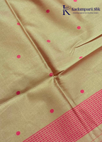 Kadamparii Silk rose pink semi raw silk saree with striped design and contrast border, displayed on a white background.
