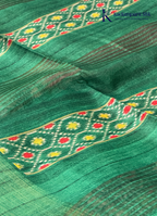 Soft Tussar Silk Saree with Contrast Pink Body & Traditional Ikat Border