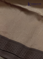 Soft Tussar Silk Saree with Striped Pallu, Abstract Printed Body & Tassels