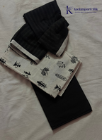 Off-White Warli Tribal Art Salwar Set with Black Striped Dupatta
