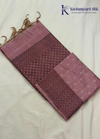 Kadamparii Silk dusty pink semi raw silk saree with butta design and floral border, displayed on a white background.