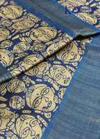 Soft Tussar Silk Saree with Plain Body & Artistic Tribal Print Border and Pallu