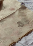 Beige Linen Silk Saree with Artistic Couple Print & Traditional Woven Border
