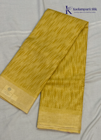 This Sunshine Yellow Semi Soft Silk Saree features a beautifully textured woven body paired with a shimmering zari border, creating a perfect balance of simplicity and sophistication. Lightweight, graceful, and versatile—an ideal choice for festive occasions, office wear, and special gatherings.