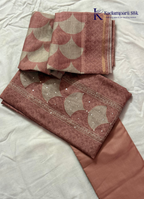 Dusty Rose Sequins Embroidered Salwar Material with Elegant Appliqué Panel