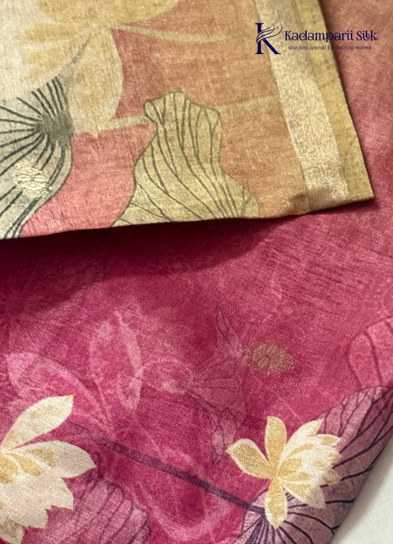 Olive Green Floral Printed Sequins Salwar Material with Lotus Leaf Design