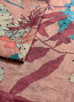 Soft Tussar Silk Saree with Botanical Floral Print & Hand Bead Work | Kadamparii Silk