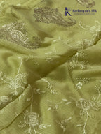 Elegant Lime Green Kota Silk Saree with Paithani Border