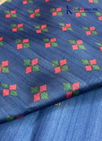 Royal Blue Semi Tussar Silk Saree with Multicolour Kalamkari-Inspired Printed Pallu