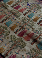 Kadamparii Silk wine soft tussar silk saree with floral design and traditional printed border, displayed on a white background.