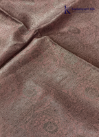 Kadamparii Silk dusty pink raw silk saree with antique zari border and subtle motif detailing, displayed on a white background.