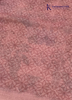 Vintage Romance Blush Pink & Lavender Floral Linen-Silk Saree