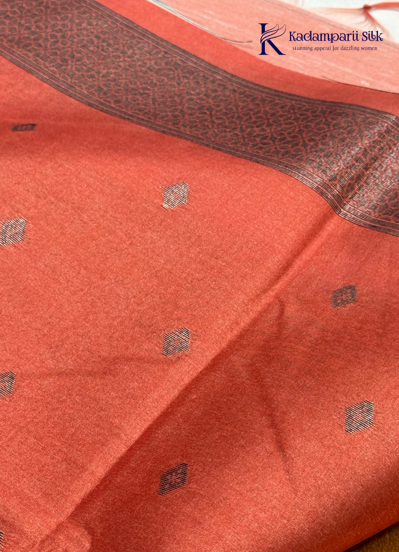 Royal Avian Canvas Golden Ochre & Terracotta Kalamkari Silk Saree