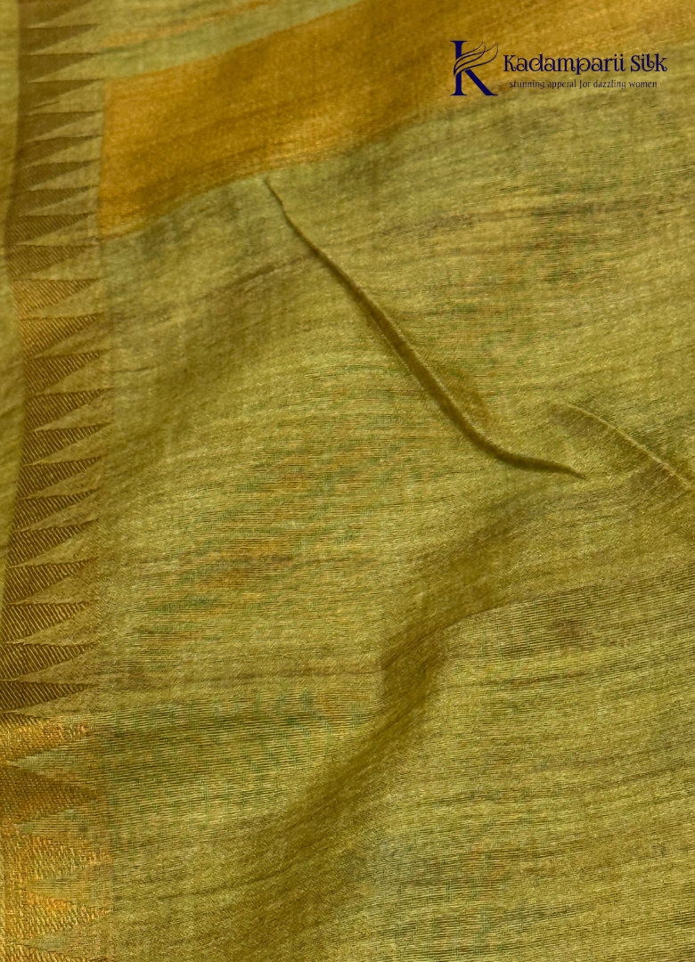 Botanical Heritage Olive Green & Rust Kalamkari Printed Silk Saree