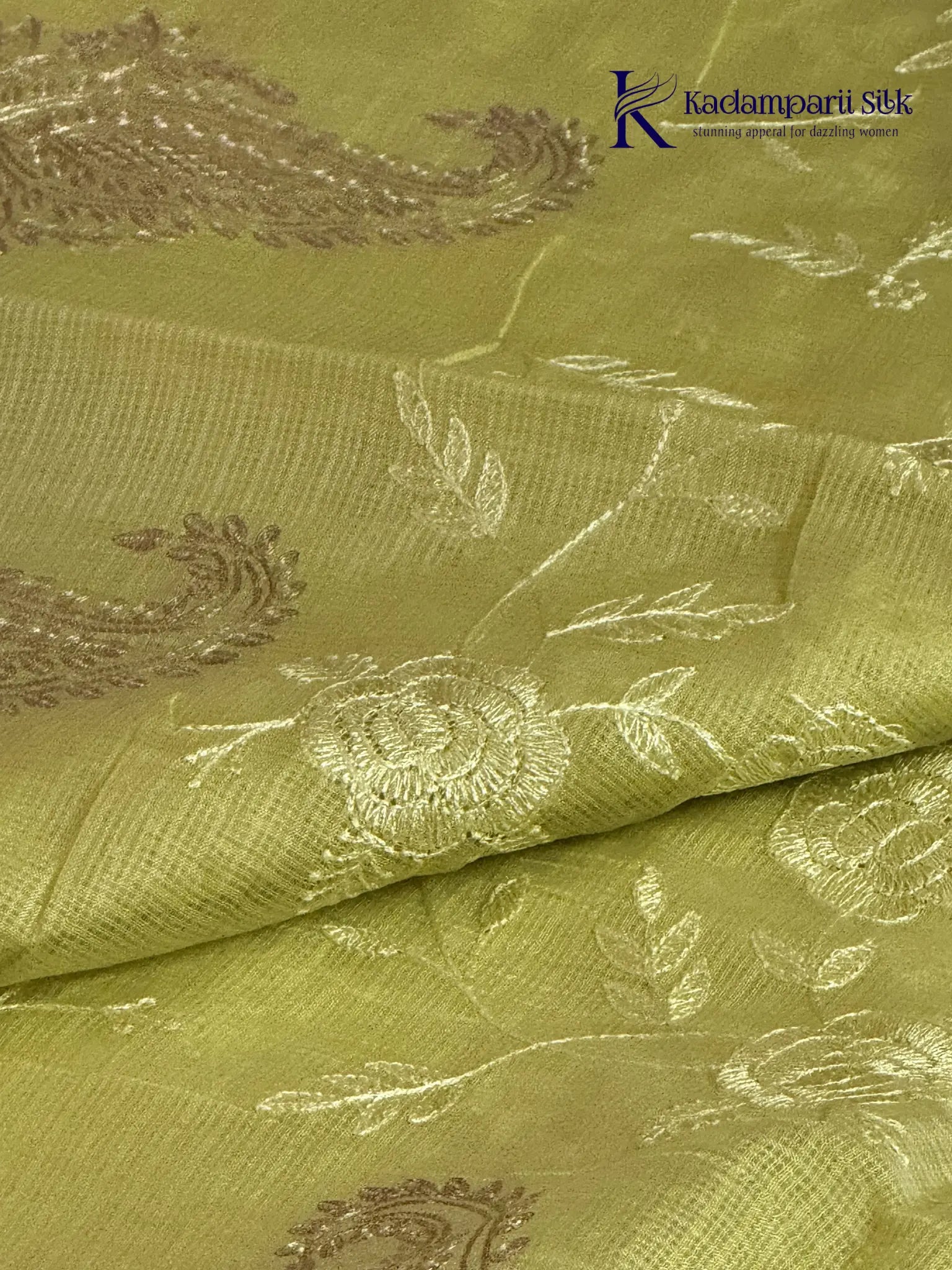 Elegant Lime Green Kota Silk Saree with Paithani Border