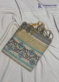 Soft Tussar Silk Saree with Royal Elephant Print Pallu & Floral Woven Body