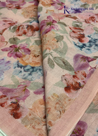 Vintage Romance Blush Pink & Lavender Floral Linen-Silk Saree