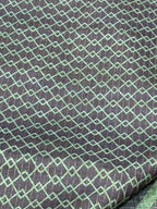 Midnight Blue & Chevron Teal Linen-Silk Saree