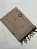 Taupe Beige & Chocolate Brown Embroidered Booti Saree