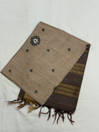 Taupe Beige & Chocolate Brown Embroidered Booti Saree