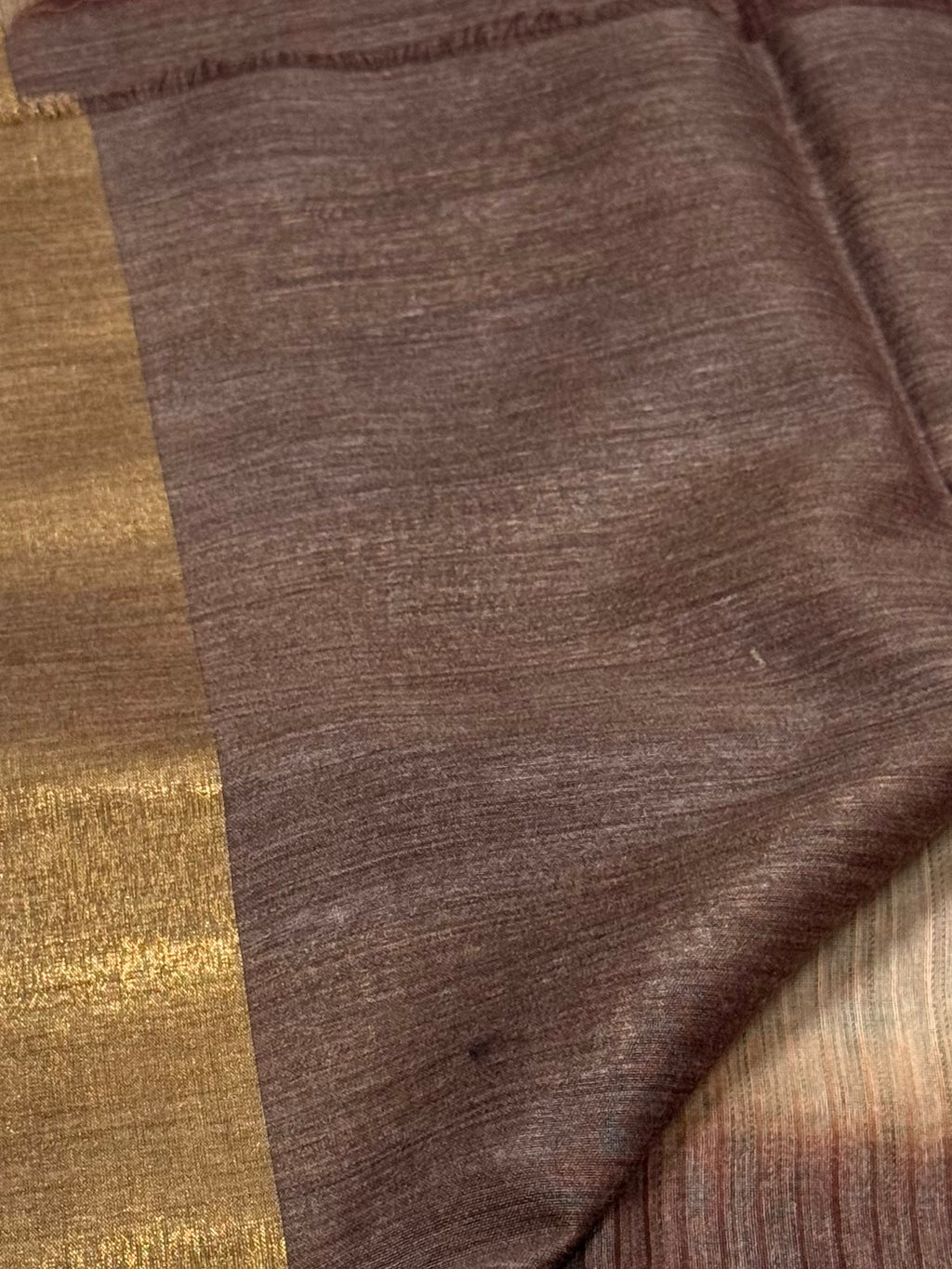Taupe Beige & Chocolate Brown Embroidered Booti Saree