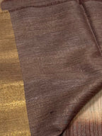 Taupe Beige & Chocolate Brown Embroidered Booti Saree