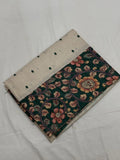 Sand Cream & Forest Green Kalamkari Floral Saree