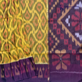 Mustard Yellow Handloom Silk Cotton Pochampally Saree with Purple Pallu