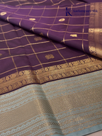 Deep Purple Art Silk Saree with Sky Blue Zari Border