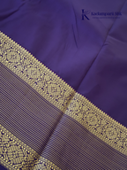 Lavender art silk saree with royal purple zari woven border and gold stripe detailing displayed on white background Kadamparii Silk