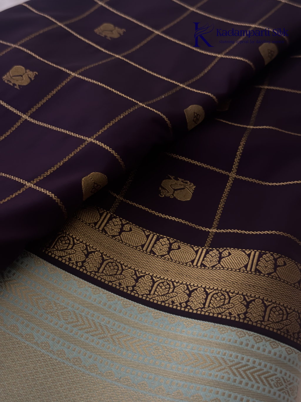 Deep Purple Art Silk Saree with Sky Blue Zari Border