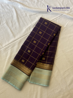 Deep Purple Art Silk Saree with Sky Blue Zari Border